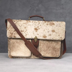 Luxury Designer Hair-on Cowhide Laptop <b>Bag</b> for Women Real Leather Crossbody Shoulder <b>Bag</b> Vintage Style OEM LHLB-0003 - Product Image 1