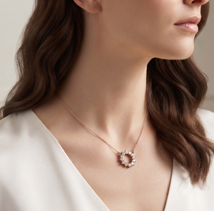 Collier pour femme en or rose 18 carats, diamant rond taille brillant cultivé en laboratoire, certifié IGI, cadeau de mariage, bijoux, prix de gros - Product Image 4