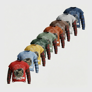 Men's 100% Cotton Vintage Street Style Fleece Breathable Loose Fit Shortsleeve Screen Printed Logo Design Distressed Fashionable - Product Image 1