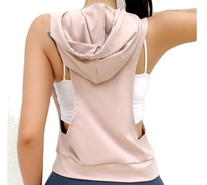Women's Cotton Polyester <b>Sleeveless</b> Hoodie Acid Wash Casual Fitness Gym Training Workout Vest Pullover <b>Hoodies</b> for Running - Product Image 1
