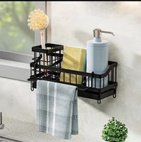 Klassieke metalen keukenkraanorganizer, sterk frame, waterdicht, duurzaam voor het bewaren van afwasmiddel, spons, borstel, keukengerei