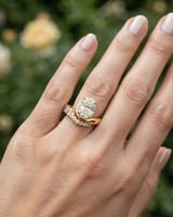 Bague de fiançailles de luxe en moissanite ovale 2 carats, pavée, en or massif 14K, asymétrique, pour mariage, anniversaire, cadeau