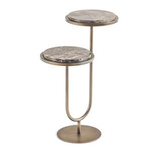 Juego de Mesa de Centro Moderna con Marco Redondo de Metal Dorado y Tapa de Vidrio, Muebles Minimalistas para Sala de Estar - Product Image 6