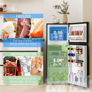 Frigorifero Nero da 4 Piedi Cubi con Porte Reversibili, Piccolo Frigo Compatto con Congelatore - Product Image 4