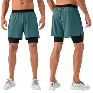 Shorts de sport pour hommes, séchage rapide, respirants, légers, en Spandex/Polyester, taille mi-haute, fermeture élastique, poches, pour la course à pied - Product Image 1