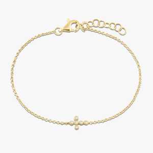 Minimalist Diamond Cross Dainty <b>Bracelets</b> 14K 18K Solid Gold Bezel Set Solitaire Everyday Luxury Small Cable Chain <b>Charm</b> Jewelry - Product Image 3