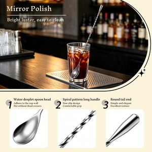 Cuillère à mélanger les boissons en acier inoxydable de qualité supérieure, élégante poignée torsadée, outil de mélange de cocktails, accessoire de bar professionnel - Product Image 5