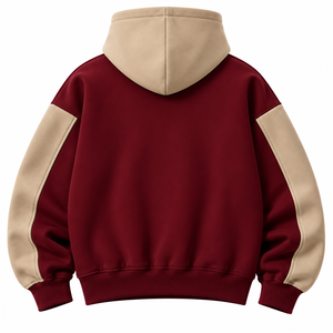 Nueva Sudadera con Capucha Estilo Color Block Bordada Personalizada, Color Marrón Beige, con Bolsillo, Unisex, Informal, de Forro Polar, para Invierno, 100% - Product Image 6
