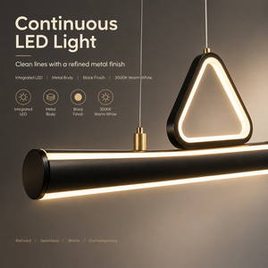 Lámpara colgante LED lineal moderna de metal negro, 3000K blanco cálido, ajustable, para comedor, isla de cocina - Product Image 3
