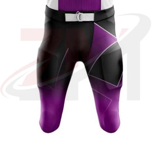 Custom Sublimated American Football Uniform Men's Purple Black V-Neck Short Sleeve Moisture Wicking Fitted Jersey Pants Set - Product Image 2