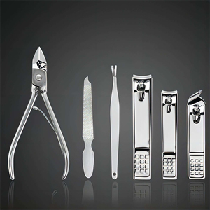 Premium 7 in 1 Stainless Steel Nail Care Set Professional <b>Manicure</b> <b>Kit</b> Portable Case Classic Style Adult Teen Custom Logo Single - Product Image 2