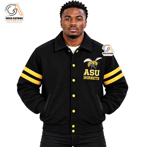 Chaqueta Universitaria Personalizada de Satén de Poliéster Ecológica, Transpirable y Ligera de la Universidad Estatal de Alabama para Hombre, Chaqueta Letterman Lisa al por Mayor - Product Image 4