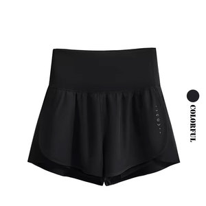 Shorts de Yoga para Mujer, Cintura Alta, Cierre con Cordón, Tela Oxford de Spandex/Algodón, Secado Rápido, Ecológicos, Impermeables, Anti-Transparencia - Product Image 2