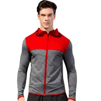 Sweat-shirt à capuche zippé pour homme, coupe ajustée, séchage rapide, tricoté, veste de sport pour l'entraînement, automne, couleur unie gris noir