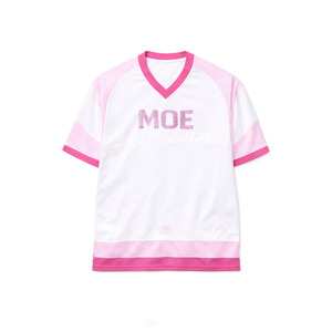Maillot de football américain rose personnalisé pour femme, en maille ornée de strass, col en V, blanc scintillant, pour équipe féminine, tenue de sport, maillot de match - Product Image 2