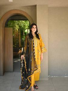 TENNECY Women's Solid Party Roman Embroidered Work <b>Top</b> Plazzo and Dupatta Set - Product Image 1