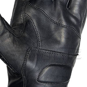 Gants de moto noirs en cuir de vachette perforé avec protection des doigts en caoutchouc rembourré, logo personnalisé OEM, pour la conduite sur route - Product Image 6