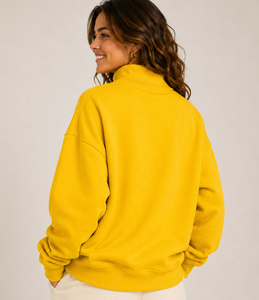 Custom Women's Vintage Cotton Print Oversized MockNeck Sweatshirt Casual Pullover with letter Embroidery - Product Image 6