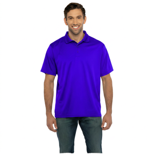 Polo de Manga Corta para Hombre, Tejido Sólido, 100% Poliéster, Transpirable, Corte Regular, Azul Marino - Product Image 4