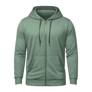 Free Design Street Style Regular Fit Heavyweight 400g Knitted Men's Zipper-Up Anti-pilling Solid Winter Fleece <b>Lined</b> <b>Hoodie</b> 100% - Product Image 4