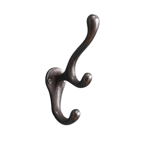 Perchero de metal antiguo de hierro fundido de doble gancho, resistente, estilo rústico vintage, para abrigos, batas, sombreros y toallas, para entrada y cuarto de servicio. - Product Image 1