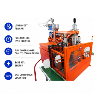 Machine de soufflage entièrement automatique et entièrement électrique pour HDPE et PP, 1L-20L, 150 bouteilles/heure, haute efficacité, pour la fabrication de contenants en plastique - Product Image 1