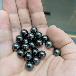 Perles de Tahiti noires presque rondes de 8-9 mm, perles de mer, forte luminosité, micro défauts, perles en vrac faciles à travailler - Product Image 3