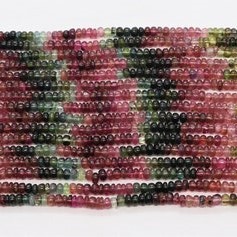 Perles de pierres précieuses naturelles en tourmaline multicolore lisse, forme rondelle, 4,5 mm, perles de tourmaline pastèque, vente en gros de perles de tourmaline multicolore - Product Image 3