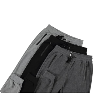 Pantalon de jogging gris pour homme, coupe slim, en tissu écologique, avec cordon de serrage à la taille et poignets élastiques - Product Image 5