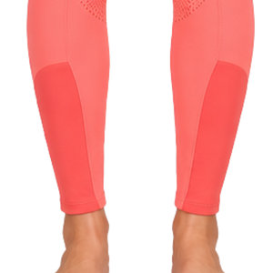 Pantalon d'équitation pour femme rose corail, taille haute, extensible, avec grip en silicone sur toute la surface, pour l'équitation et le sport - Product Image 5