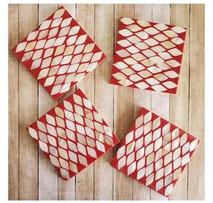 Square Handmade Mother of Pearl <b>Abalone</b> <b>Shell</b> Inlay Eco-Friendly HASAN CRAFT Cup Coaster Checkerboard Pattern Luxury Drink Mat - Product Image 4