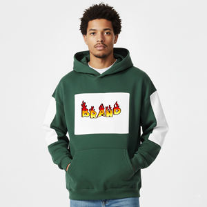 High Quality 550gsm <b>Thick</b> <b>Fleece</b> Pullover Solid 2 Tone Men's Hoodies 100% Cotton Oversized Boxy Fit Custom Embroidered Windproof - Product Image 4