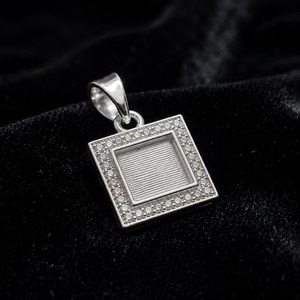 925 Sterling <b>Silver</b> Square 10x10mm Blank Bezel Pendant with Zircon DIY Resin Ashes Memorial Pendant Keepsake <b>Jewelry</b> <b>Making</b> - Product Image 3