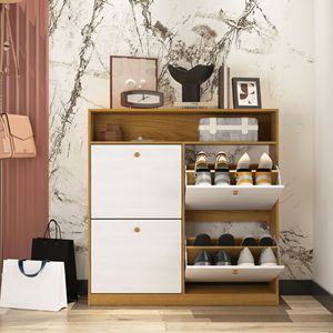 Armadietto per scarpiere Anti-punta a 4 cassetti con manico in legno portascarpe organizzatore per ingresso corridoio - Product Image 2