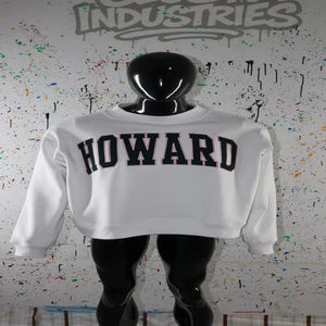 Sweat-shirt à col montant HOWARD WHITE 100% coton, broderie appliquée noire, col large, CLUSH SPORTS - Product Image 1