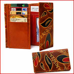 Tarjetero de Cuero Pintado a Mano |   Cartera Bifold Hecha a Mano para Hombre y Mujer, Organizador de Tarjetas de Crédito, Efectivo e Identificación, Estuche de Viaje, Regalo - Product Image 2