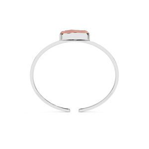 Sterling <b>Silver</b> <b>Cuff</b> <b>Bracelet</b> With Natural Rose Quartz Stone Bezel Set Minimalist Design Unisex Everyday Wear - Product Image 2