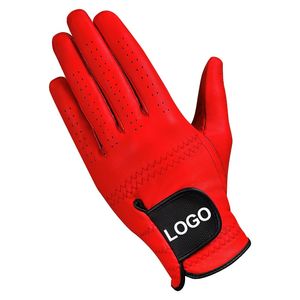OEM Custom Logo Sheepskin Adjustable Hook & Loop Closure Breathable Non-Slip Men's Golf <b>Gloves</b> with Embossed Printing - Product Image 6