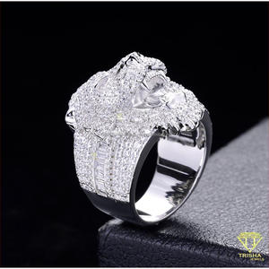 Anillo de lujo para hombre, de plata 925 con diamante cultivado en laboratorio, inspirado en animales, para compradores mayoristas de joyería. - Product Image 2