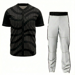 Ropa Deportiva Transpirable de Poliéster para Adultos, Servicio OEM, Nuevo Diseño, Uniforme de Béisbol Personalizado, Impresión por Sublimación en Negro y Dorado para Hombre - Product Image 2