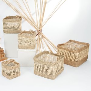 Vietrustic Wholesale Seagrass Woven <b>Rustic</b> Rectangle Basket Eco-Friendly Storage Organizer for Living Room & Laundry Storage - Product Image 2