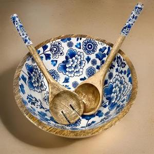 ชามสลัดไม้ทรงกลมเรียบ ชามข้าง ชามเสิร์ฟไม้สำหรับสลัดผลไม้สดและอาหารครอบครัว สำหรับรับประทานที่บ้านและครัว จากอินเดีย - Product Image 5