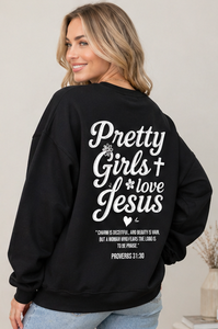 Sudadera con Estampado Religioso para Mujer, Diseño Casual con la Frase 'Pretty Girls Love Jesus', para la Iglesia Cristiana - Product Image 2