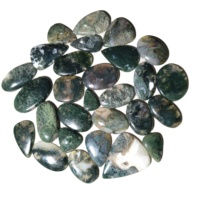 KHUSHI GEMS STONE Cabochon d'agate mousse naturelle de haute qualité, vert, 20-45mm, formes variées, certifié IGI pour la fabrication de bijoux, vente en gros