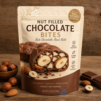 Pochette souple en chocolat avec fermeture éclair pour usine de confiserie, emballage personnalisé pour snacks, commandes en gros