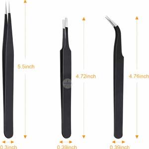 ชุดแหนบสแตนเลสคมกริบ 3 ชิ้น พร้อมด้ามจับพลาสติกป้องกันไฟฟ้าสถิต สำหรับใช้กับเส้นผม - Product Image 4