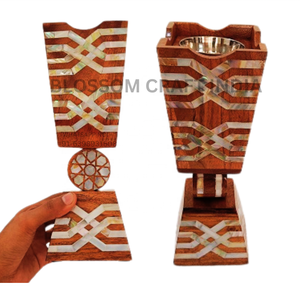 กระถางธูปบาคูร์ทำจากไม้งานฝีมือระดับพรีเมี่ยมพร้อมมุกแกะสลัก2025ไม้วอลนัทเคลือบเงาสำหรับเดือนรอมฎอนและของตกแต่งบ้าน - Product Image 5