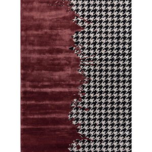 Tapis tufté à la main, motif abstrait pied-de-poule bicolore <span class=keywords><strong>bordeaux</strong></span> et noir, tapis à poils moyens fait main pour la décoration intérieure du salon - Product Image 2