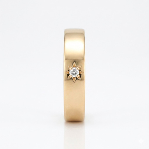 Bague Cigare Étoile du Nord en Or avec Diamant de Laboratoire, Plaqué Or 18K, Large Bande Étoilée, Bague Chevalière Unisexe, Bijoux - Product Image 2