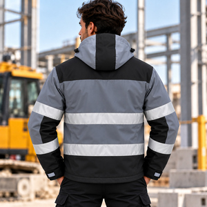 Chaqueta de Trabajo de Alta Visibilidad para Hombre, Reflectante, Impermeable, Resistente al Viento, Ropa de Trabajo para Construcción de Carreteras - Product Image 3